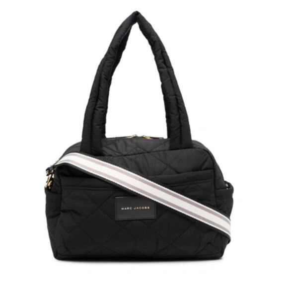 Marc Jacobs Women's Black Quilted Two-Way Zip Top The Weekender Medium Bag sz OS - Picture 1 of 9
